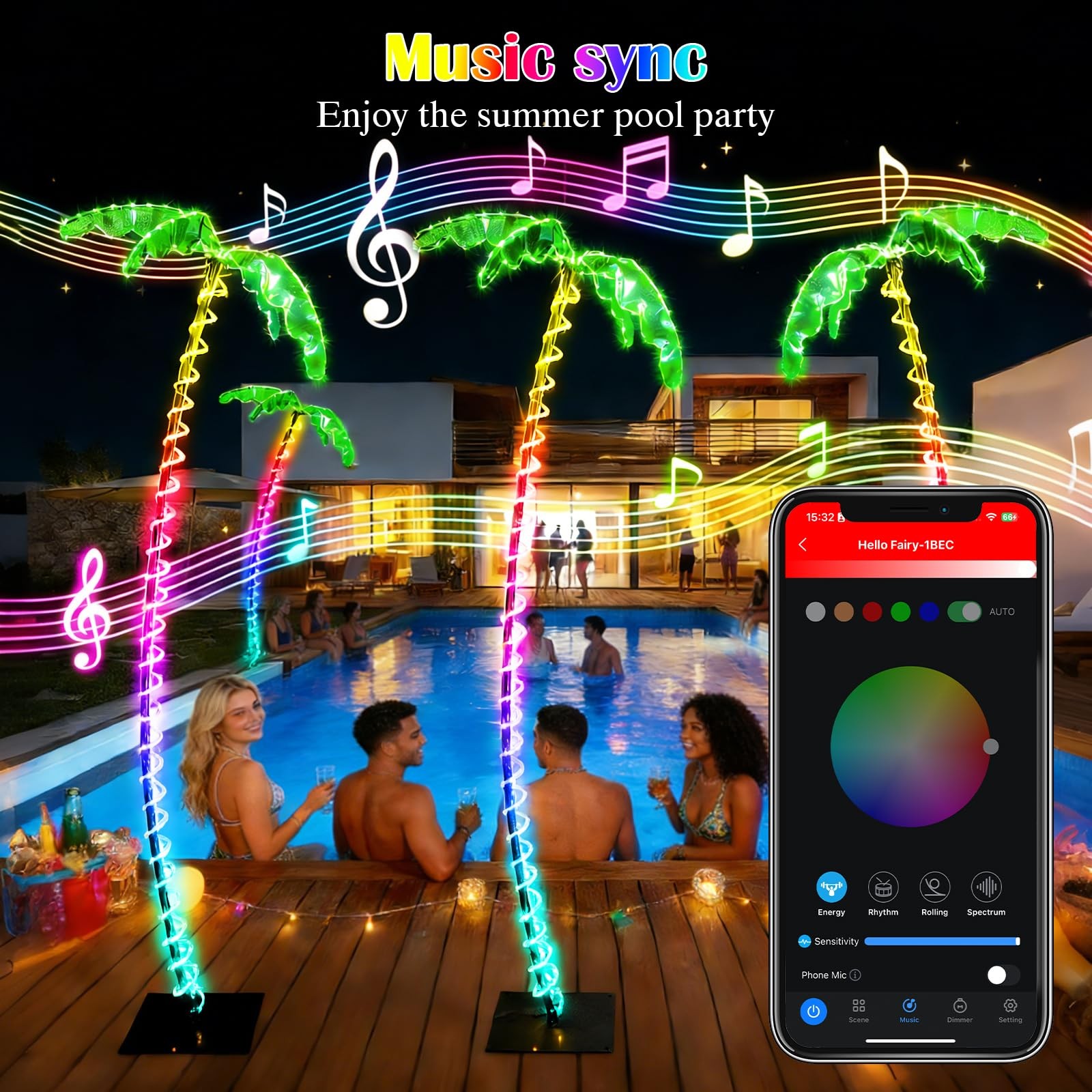 7FT Smart Lighted Palm Tree, Color Changing, Timer, Waterproof, APP & Remote,…