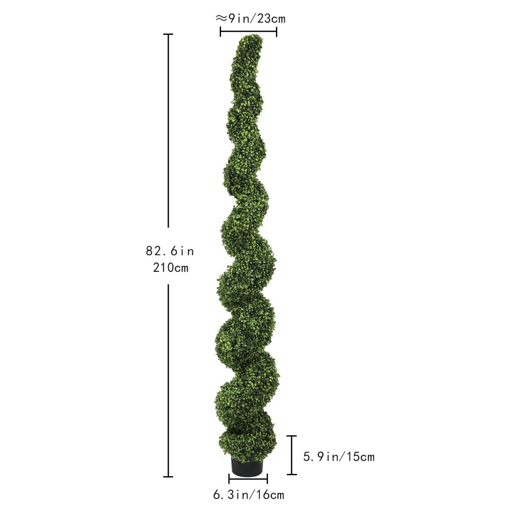 7FT Spiral Topiary Trees Artificial Outdoor Faux Boxwood Plants Large Twisted