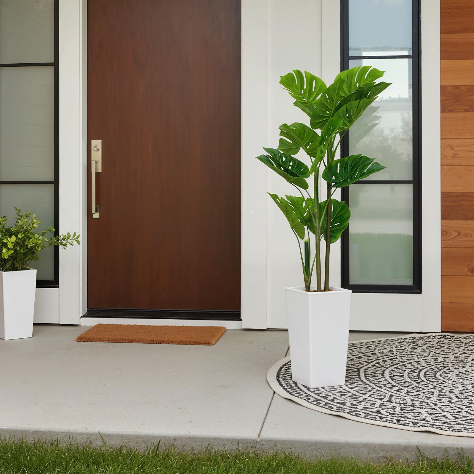4.5FT Artificial Monstera Plant,Tropical Floor Plant with White Planter for Home