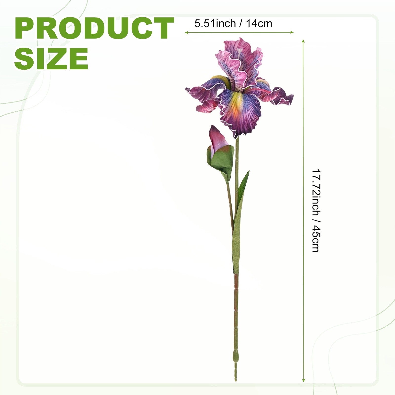 1-Pack Artificial Iris Flowers with Flower Bud 17.7 Inch for Home [Purple Red]