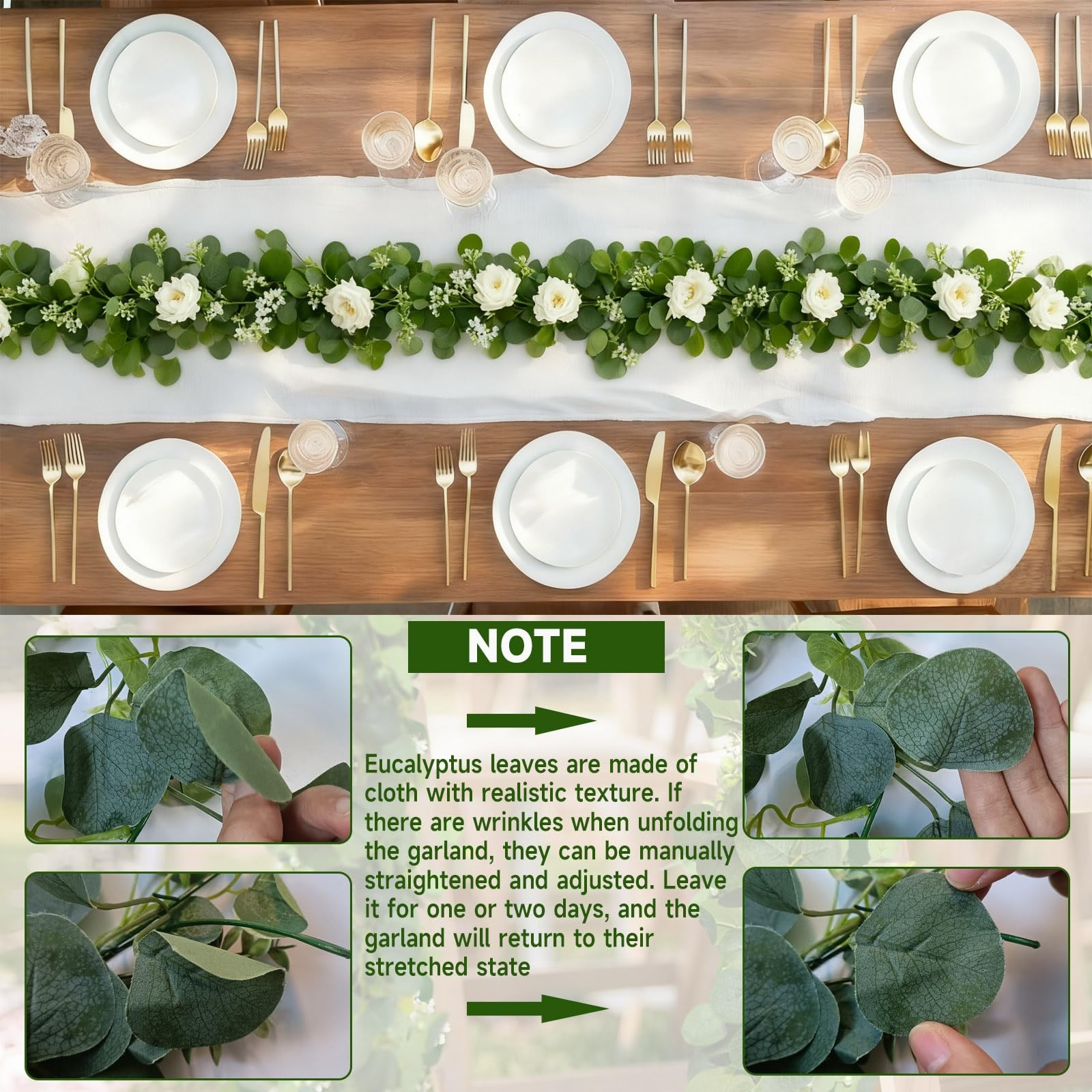 4 Packs 24FT Artificial Eucalyptus Flower Garland with White Camellias, Faux …