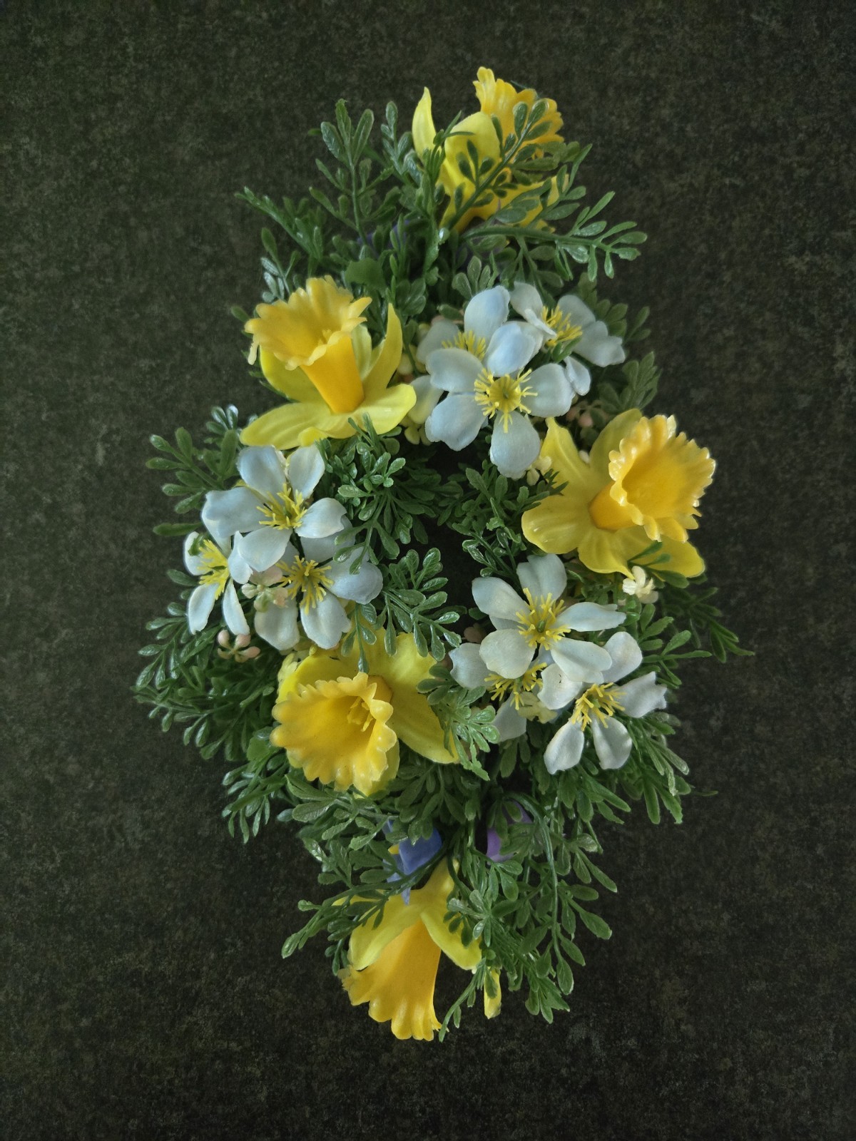 Vintage Pair Of Fake Artificial Flower Floral Candle Ring Blue Yellow Cream
