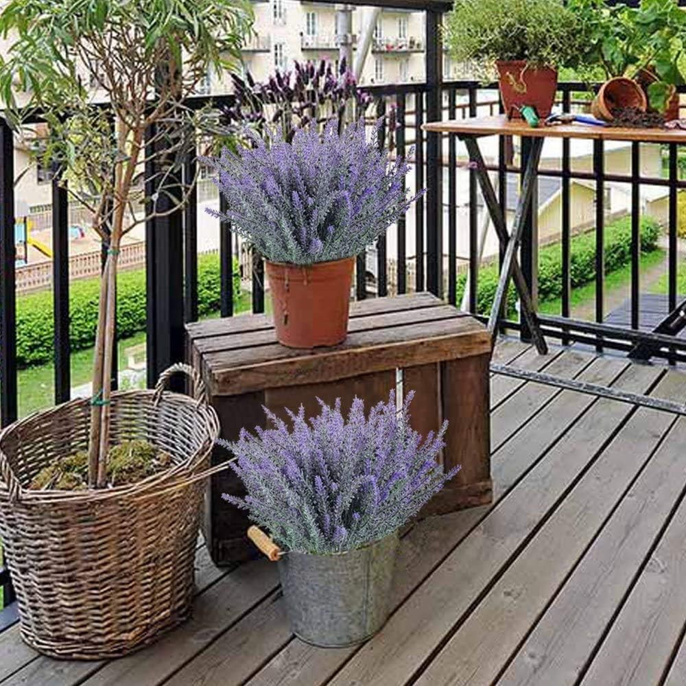 4 Pcs Flocked Plastic Lavender Bundle for Wedding Home Kitchen Table Decor