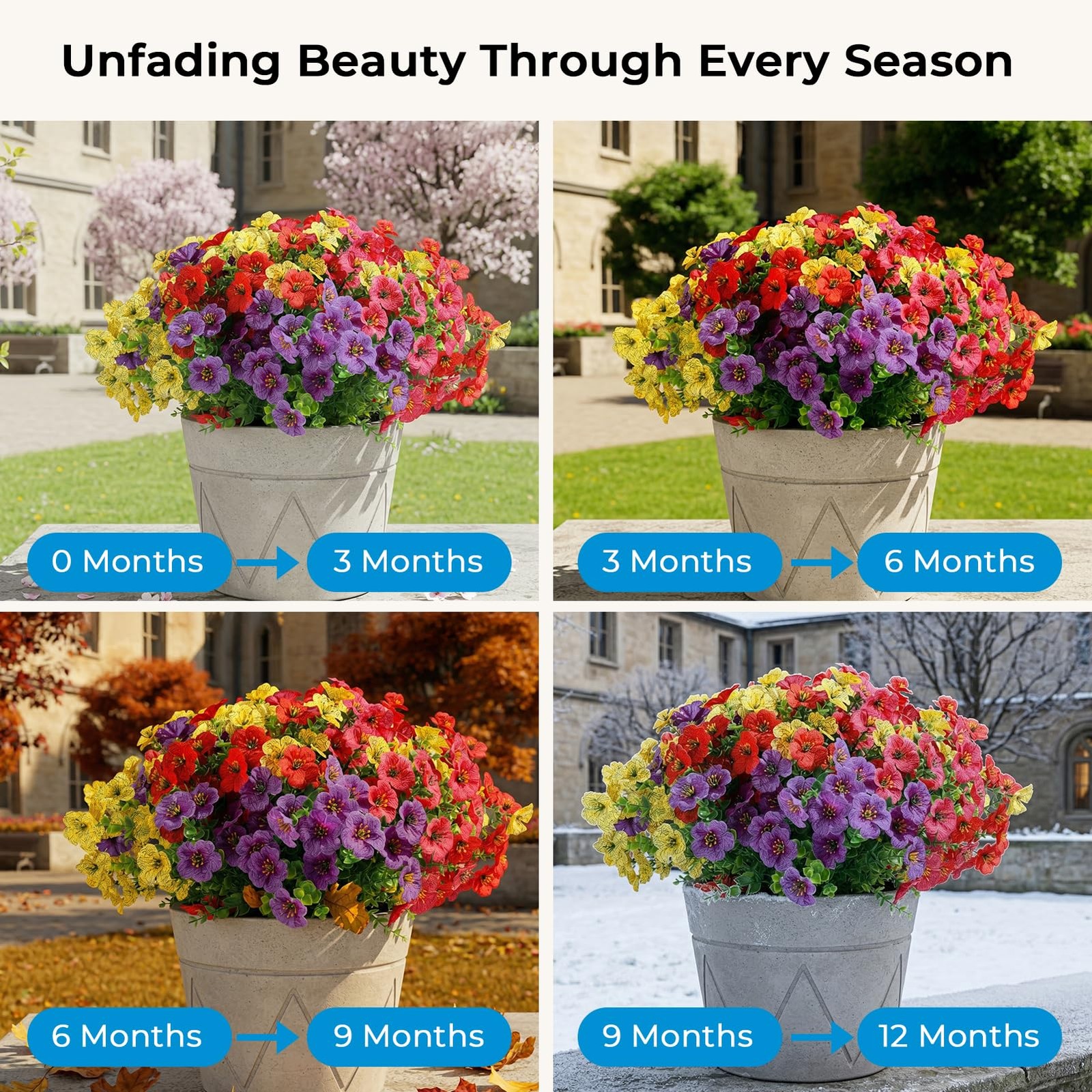 Auihiay 14 Bundles Outdoor Flowers UV Resistant, Real UV Resistant, Artificia…