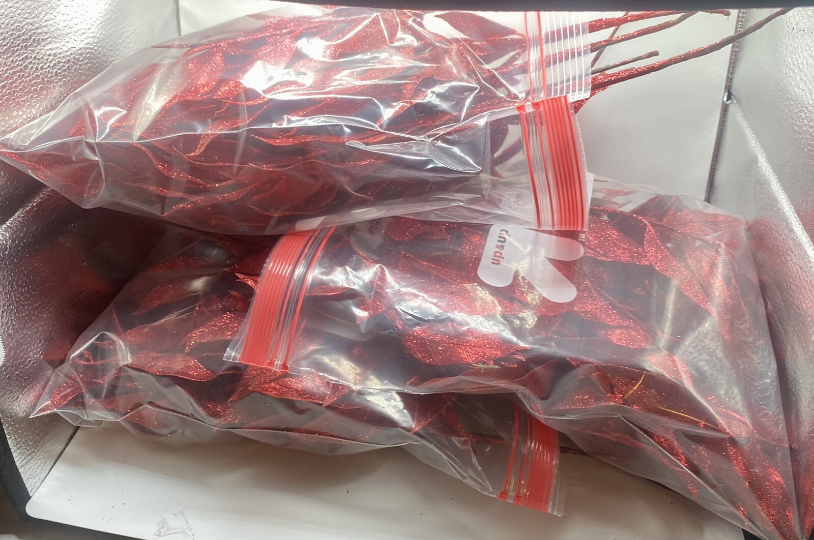 Floral Sprays for Arrangements 16” Crafts Vinyl Red Glitter Set Of 6 Amaryllis