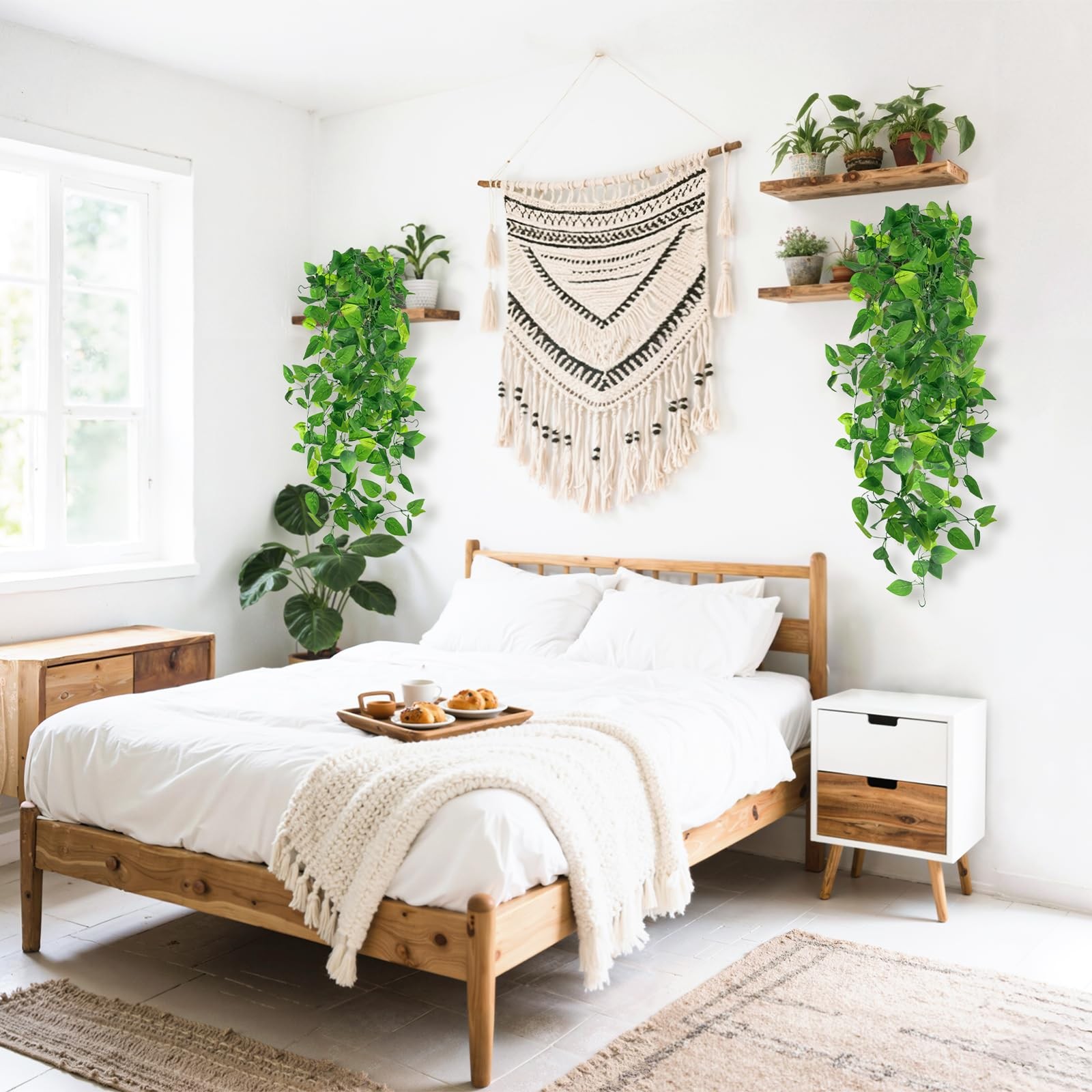 2 PCS Fake Vines, Fake Pothos Hanging Plants Ivy Vines, Artificial