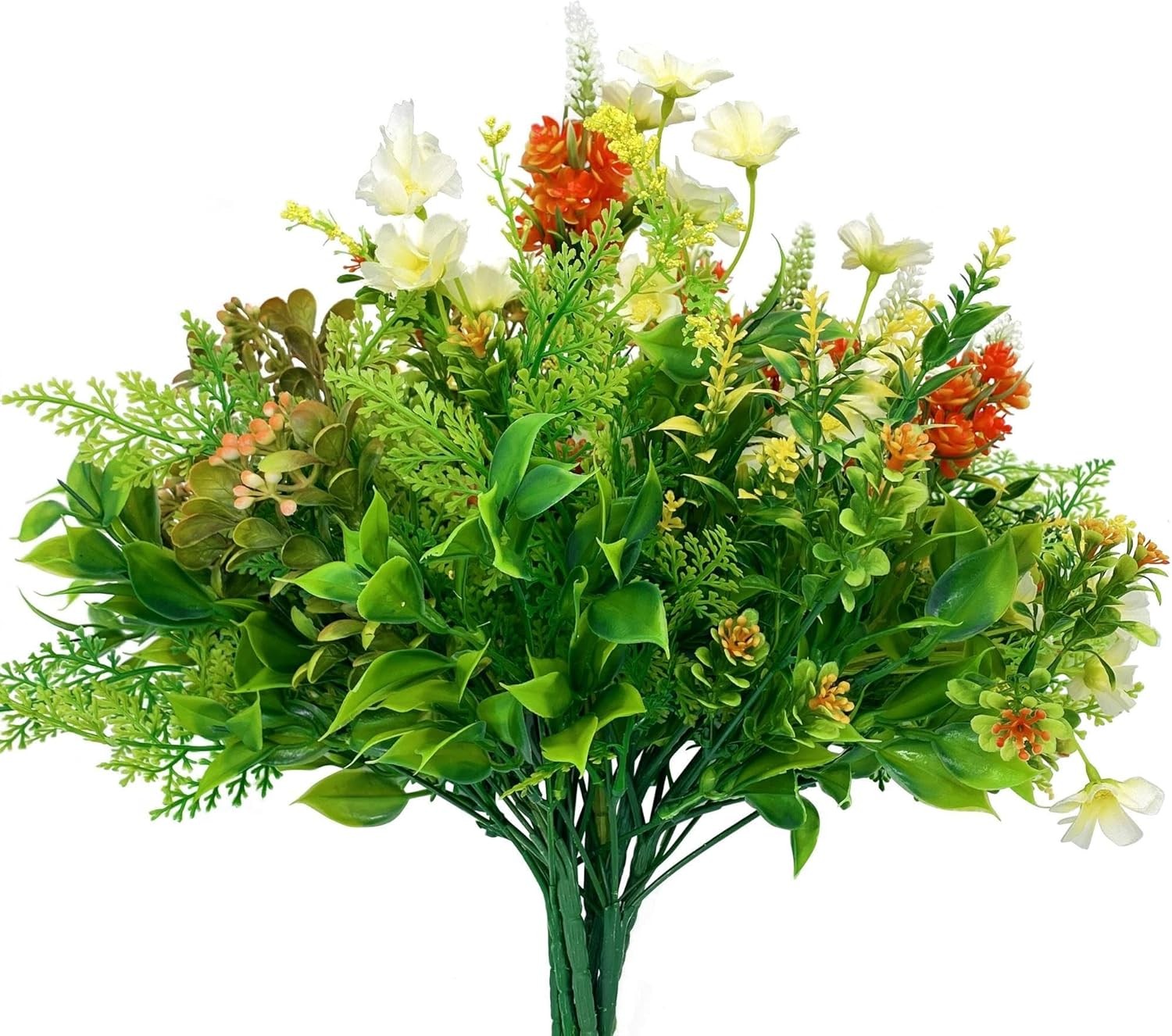 WAKISAKI 9-Bundle Multi-Species Realistic Faux Plants Artificial Flowers for Out