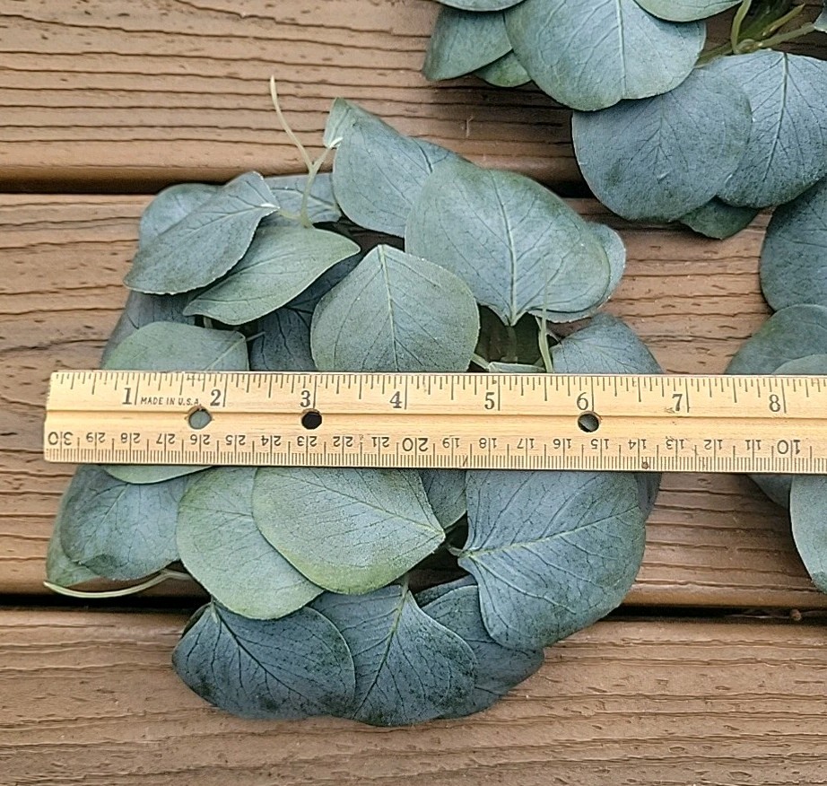 Lot Of 3 Candle Wreaths Artifical Eucalyptus Leaves Green 3″ Base 8″ Width Set
