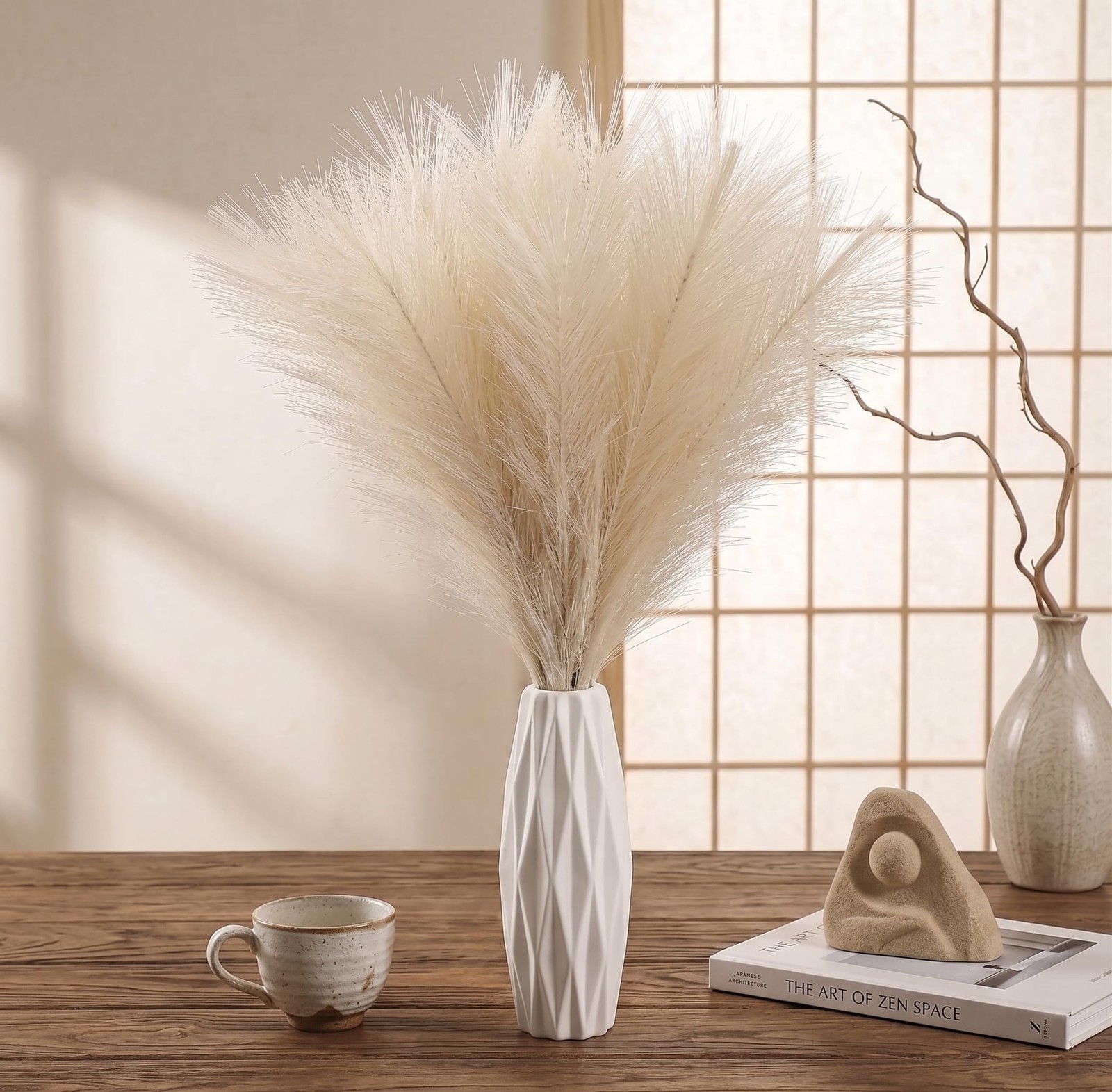 30PCS Artificial Pampas Grass Decor, 21.7″ Small Faux Pampas Grass No Sheddin…