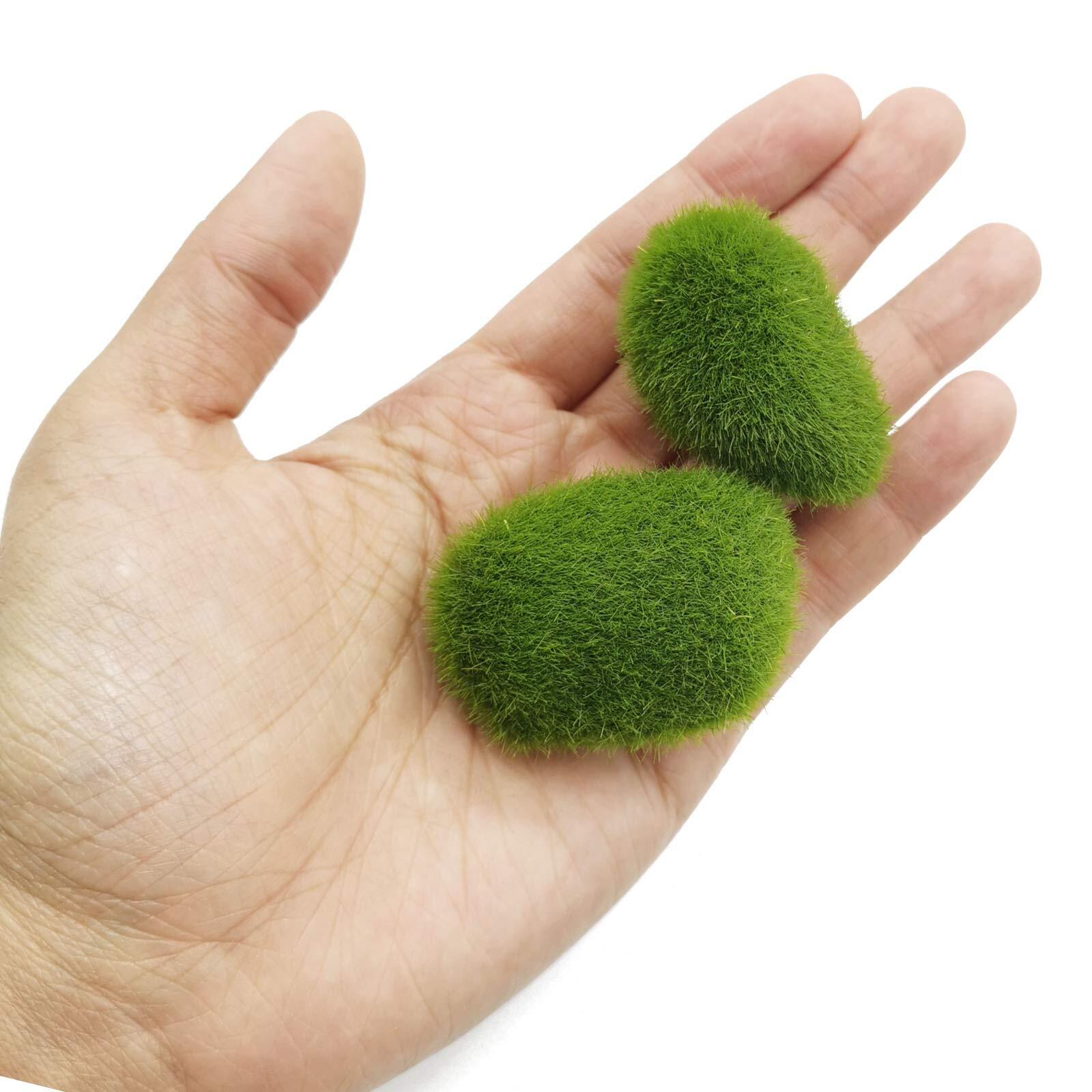 40PCS 4 Size Artificial Moss Rocks Decorative Green Moss BallsMoss Stones Gre…