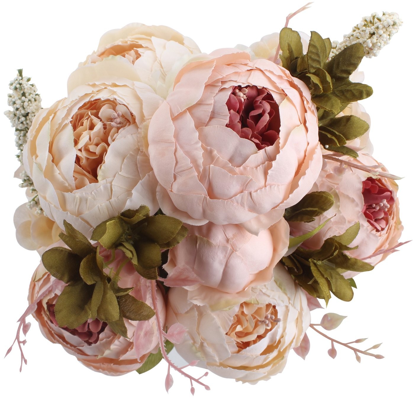 Artificial Peony Silk Flowers Wedding Bouquet Home Decor Blush Pink 13 Stems