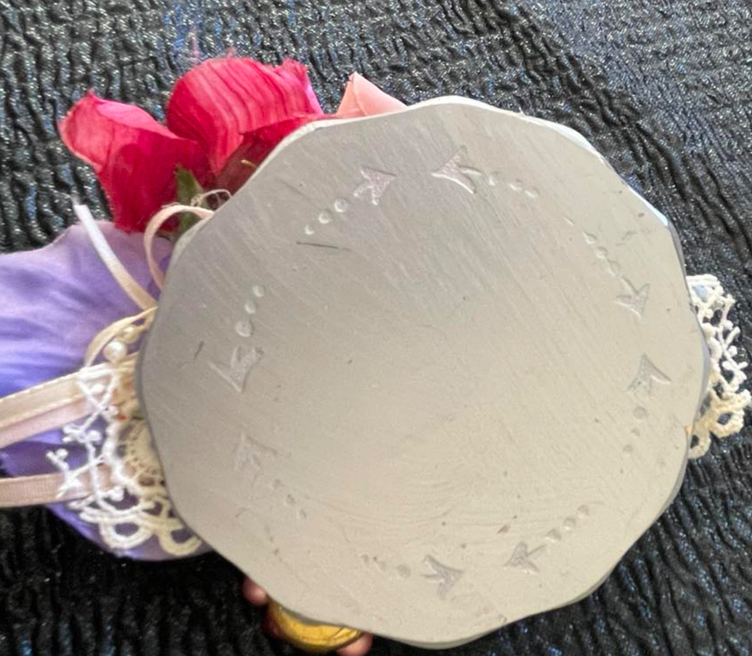 Mirror Artistic Floral Pinks Purples Jewelry Assortment Arrangement Paperweight