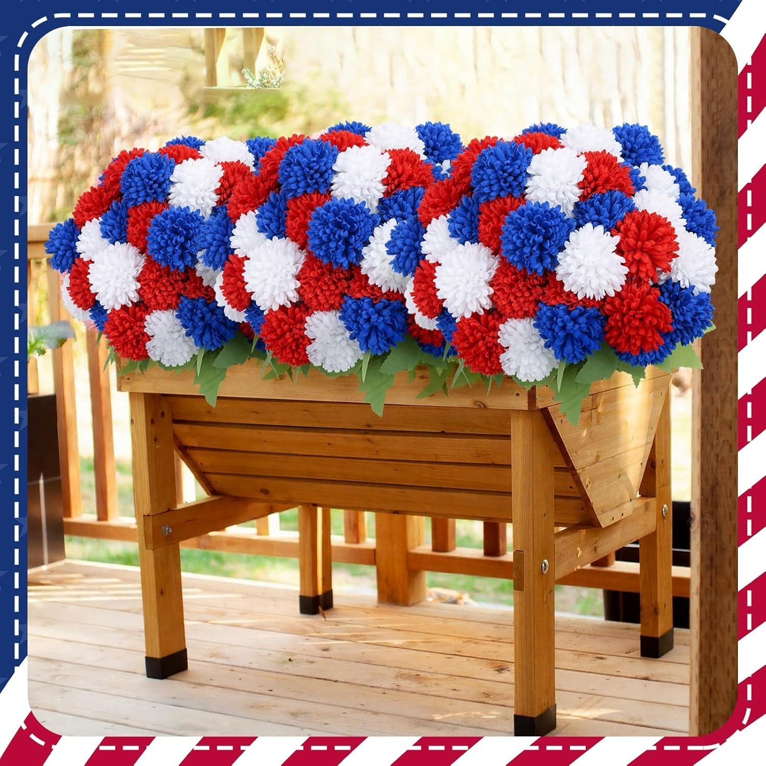 Vibrant 12-Piece Patriotic Chrysanthemum Flower Set for 4th of July Celebrations