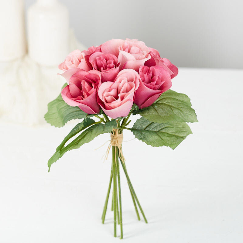 Set of 2 Mauve Pink Artificial Rose 9-1/2″ Floral Bundles