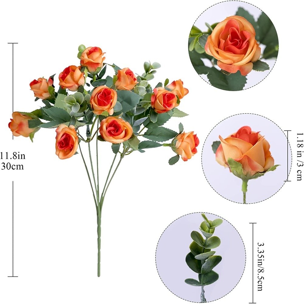 30cm Lightweight Artificial Bouquet Roses Eucalyptus 36g Wedding Decor