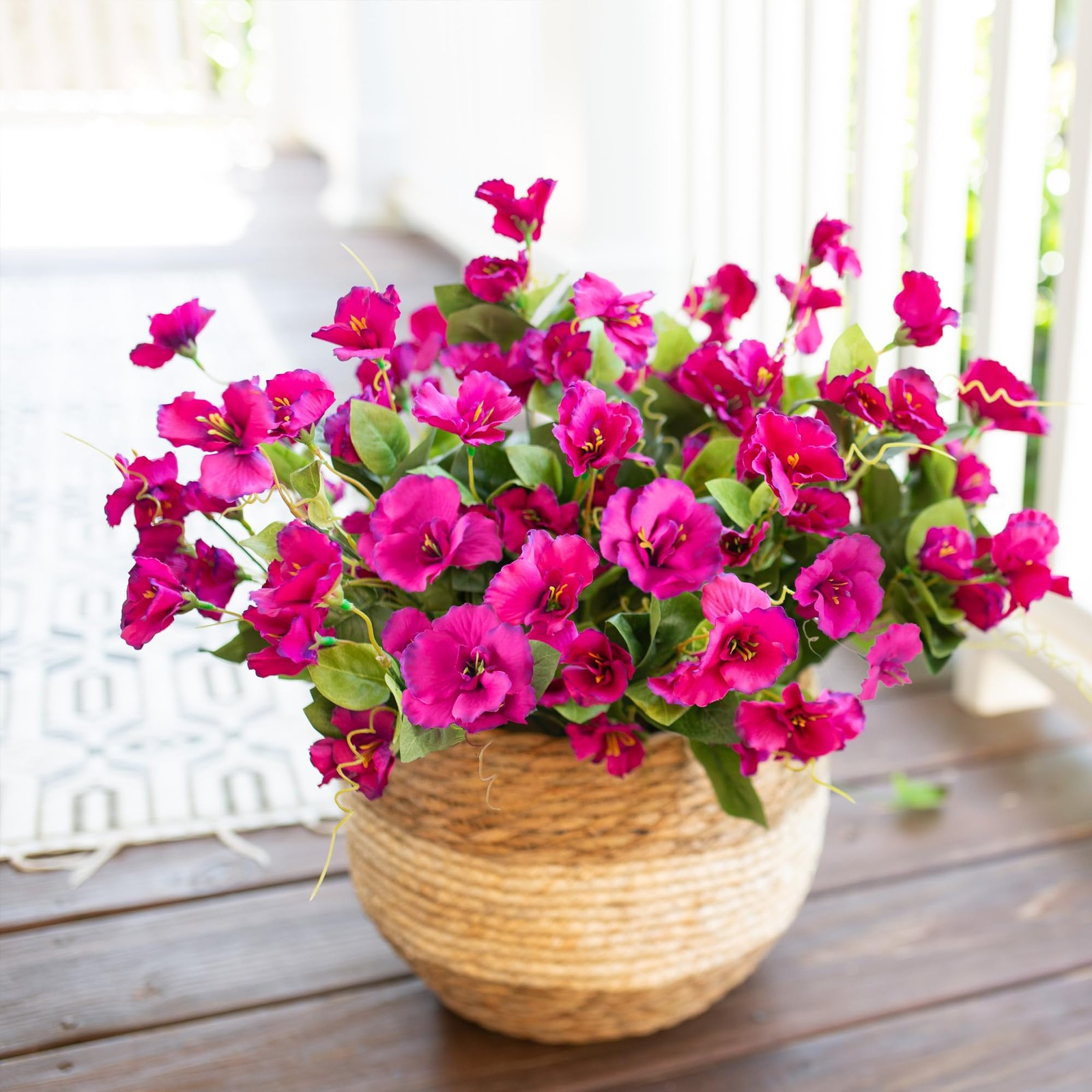 Fake Hibiscus Artificial Flowers for Outdoors Spring Summer Decoration, 6 Bun…
