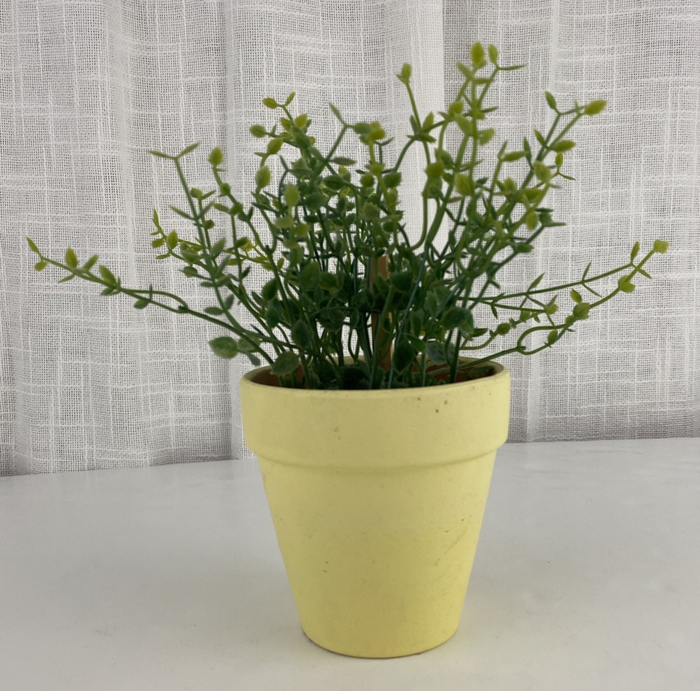 Artificial Plant Oregano Yellow Terracotta Clay Flower Pot Home Herb Indoor