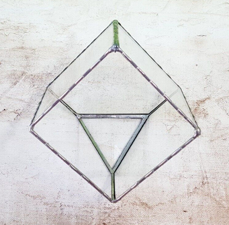 Stained Glass Terrarium Cube Geometric Transparent 2 mm Planter For Indoor