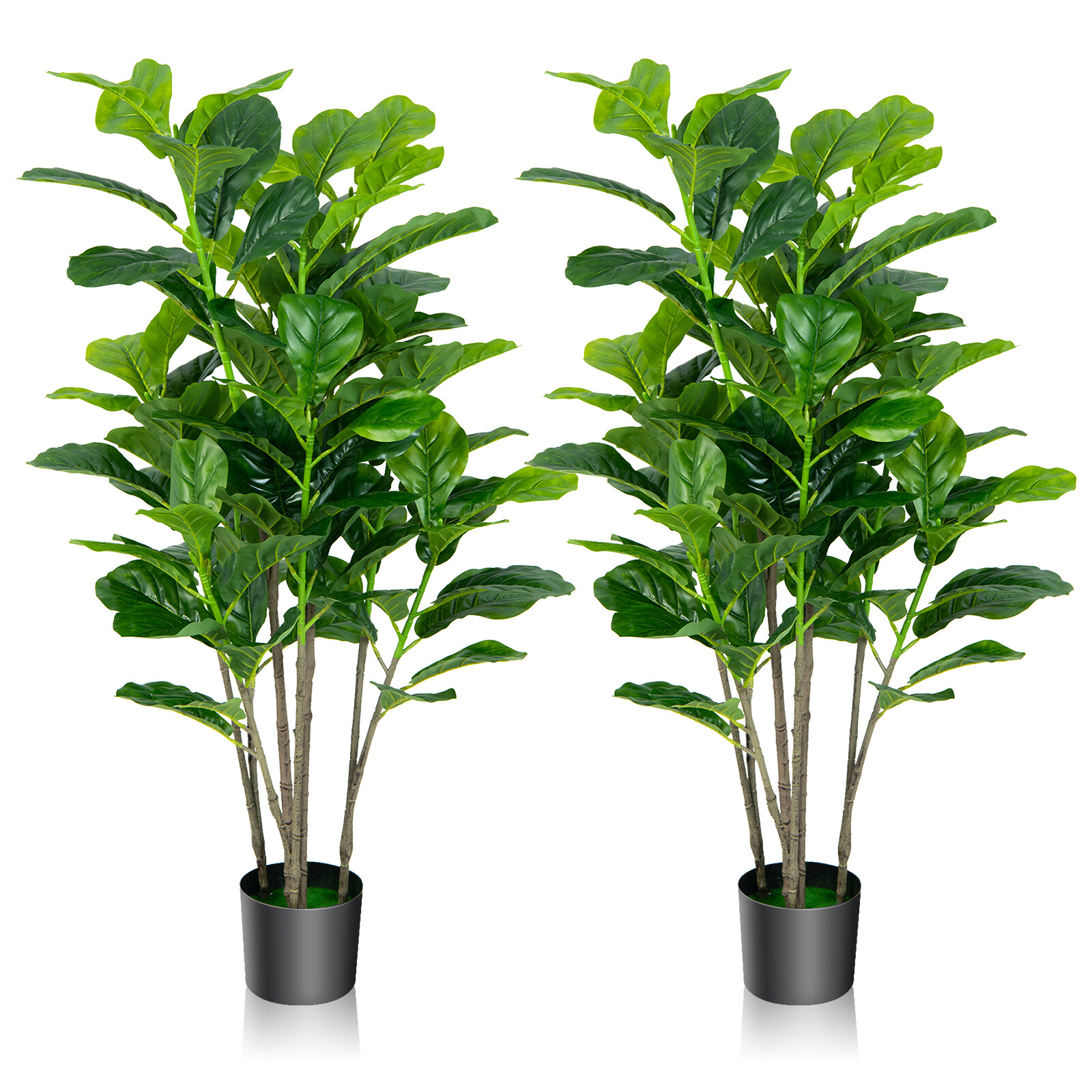 51″ Artificial Tree 2-Pack Artificial Fiddle Leaf Fig Tree for Indoor Outdoor