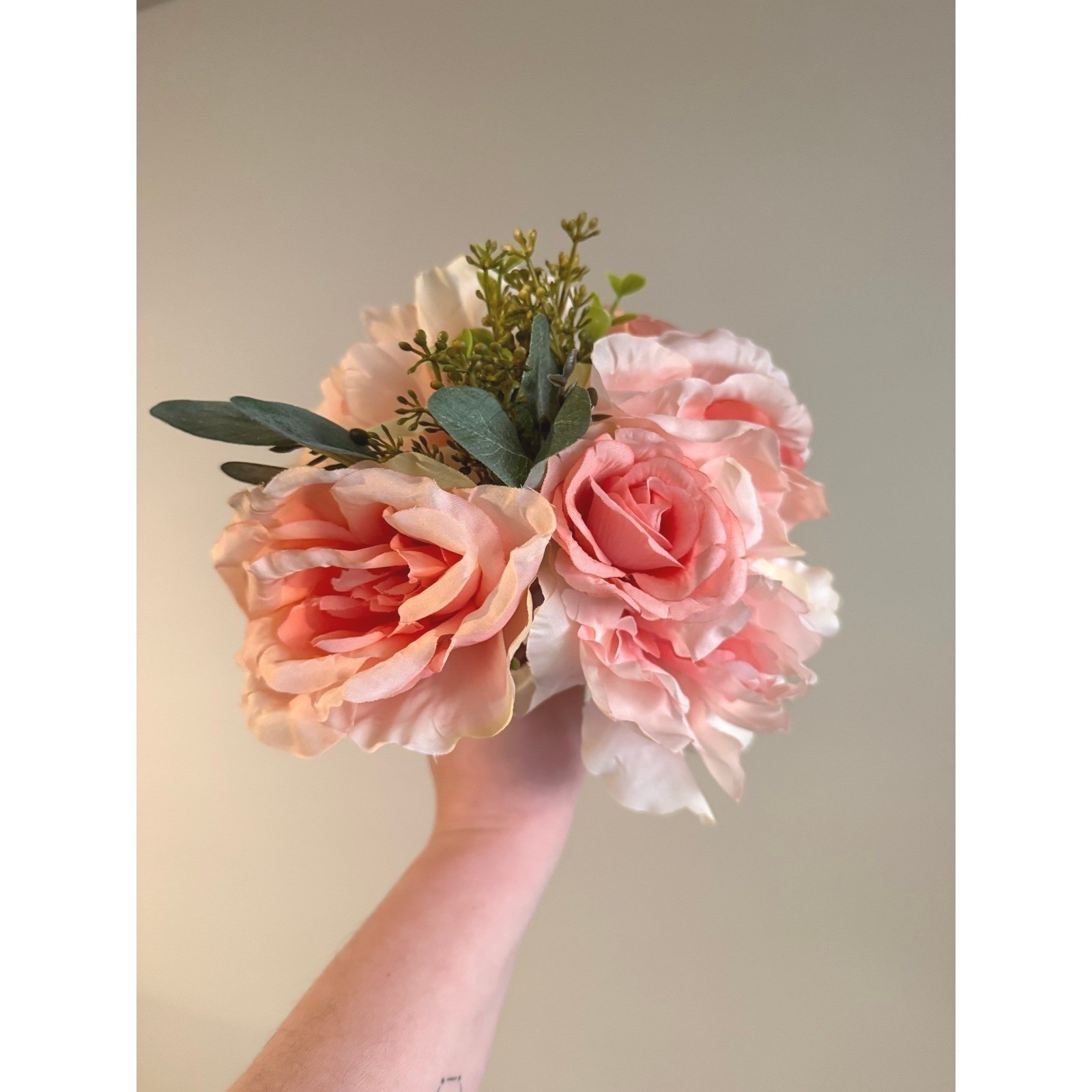 Lot 4 Faux Peony Rose Bouquets Blush Pink Silk Flowers Wedding Bridal Decor Chic