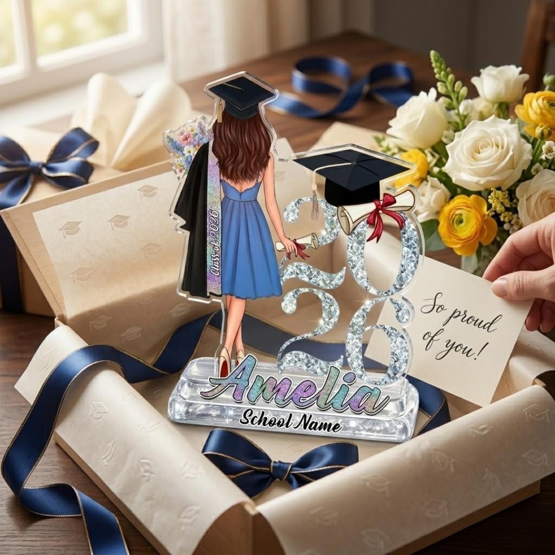 Personalized Graduation Gift 2026 Girl Acrylic Plaque, Custom Name Senior Class
