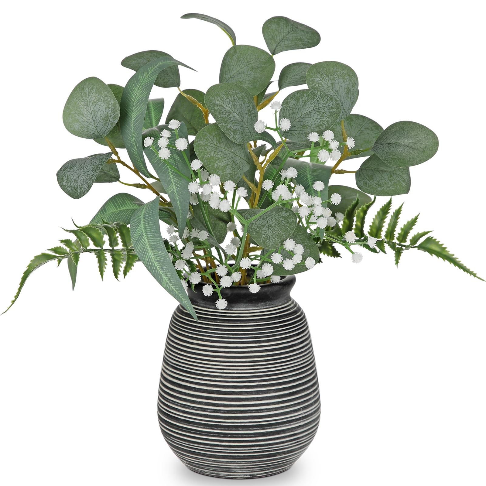 Artificial Floral Arrangement Centerpiece with Eucalyptus & Mixed Greenery – …