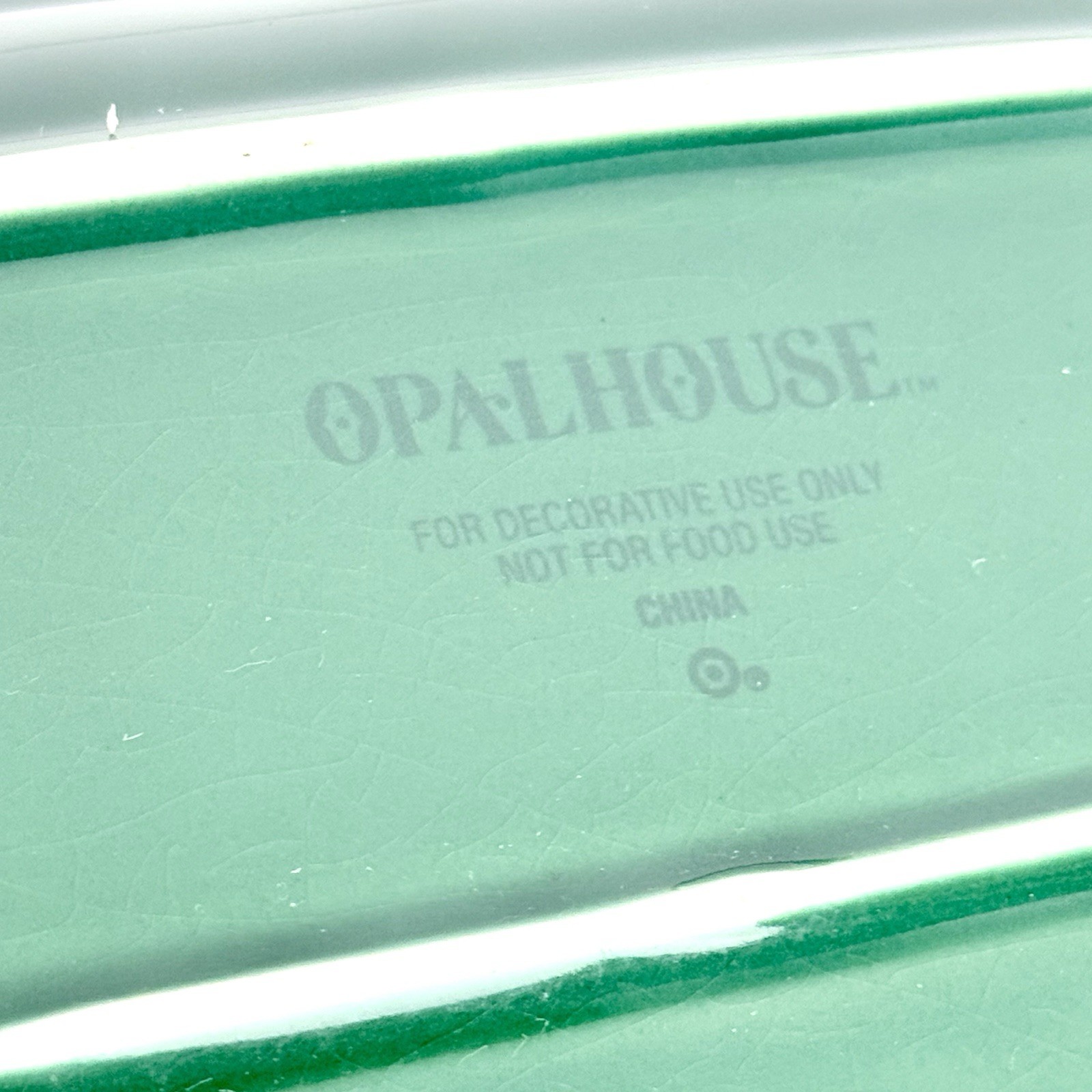 Opalhouse MAIOLICA STONEWARE GREEN LEAF FLORAL Decorative Tray 18″X9″ Handles
