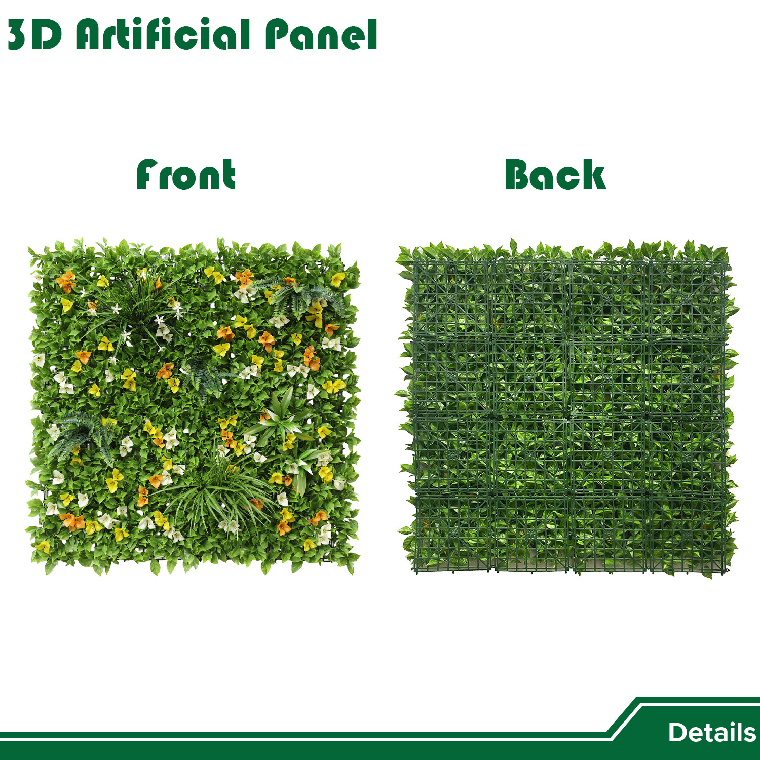 40″ Artificial Grass Mats 3D Mixed Plant Wall Ledge Decor For Home Festival #6