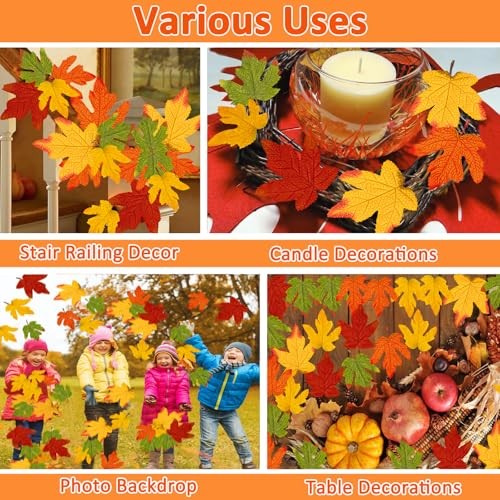 59PCS Fall Artificial Maple Leaves Decorations Large Size – Thanksgiving