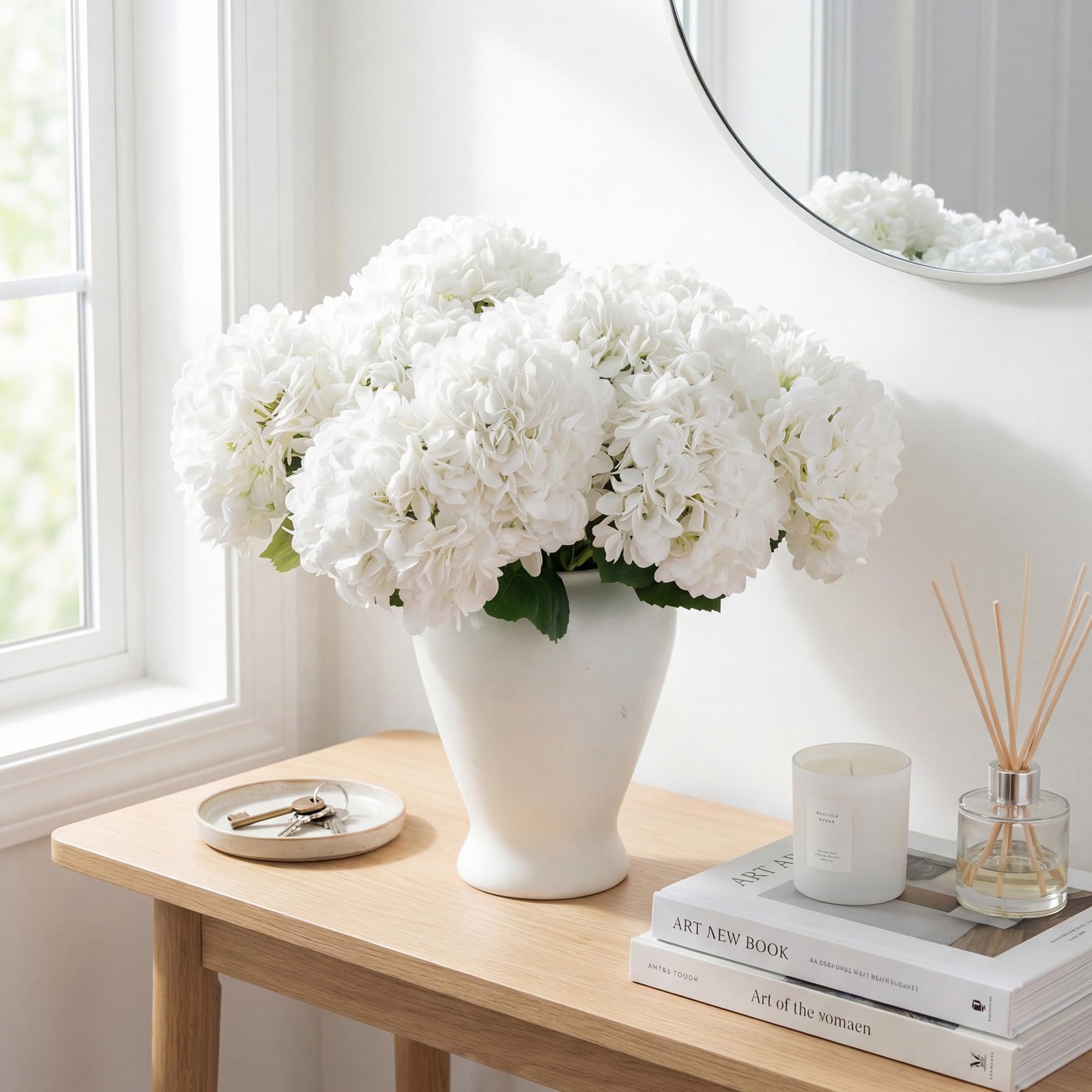 12PCS 15.4In Artificial Hydrangea Silk Flowers Bouquet Faux Hydrangea Stems f…