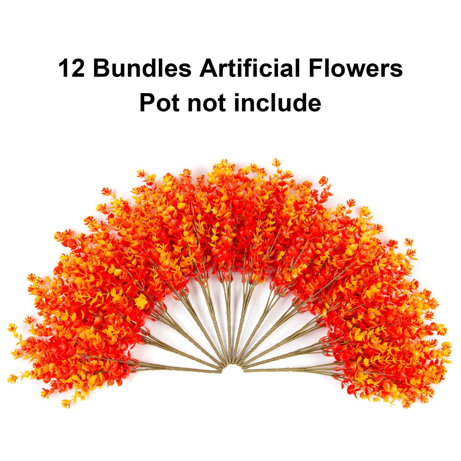 Artificial Fall Flowers Outdoor Decor, 12 Bundles Faux Orange Daisy Plants