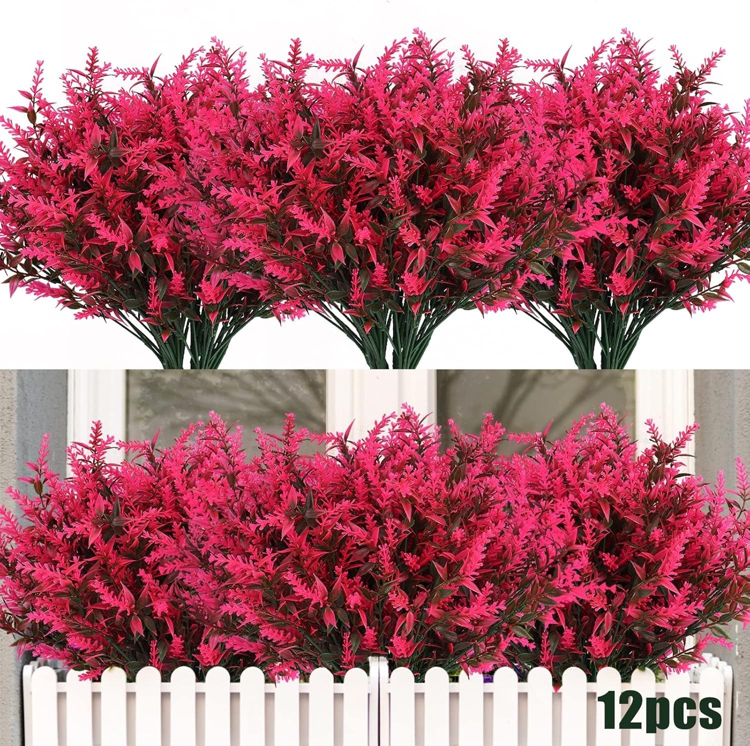 12 Artificial Spring Flowers – UV Protected Faux Greenery for Outdoor Beauty