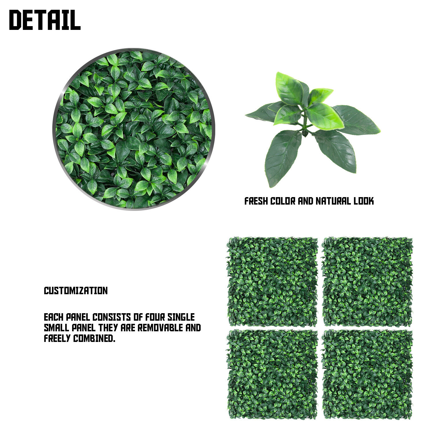 20″x20″ Artificial Faux Leaf Greenery Gardenia Fence Screen Wall Decor Panel