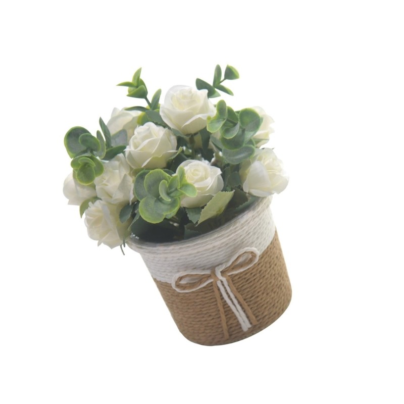 Faux Flower Arrangements in Vase Potted Plant for Table or Book Shelf Display