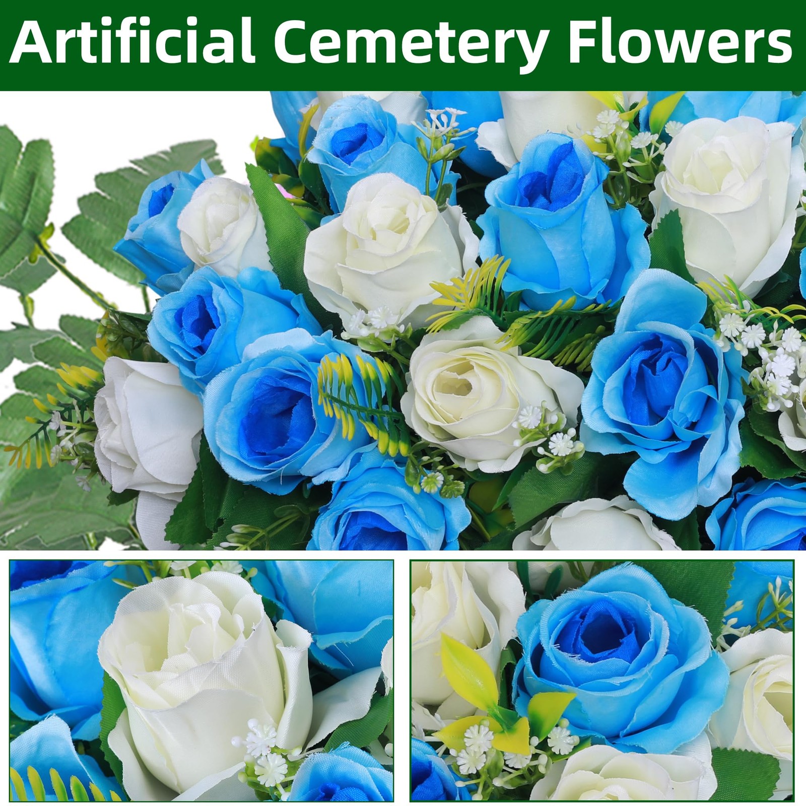 Artificial Cemetery Flower Saddles, Rose Headstone Flower Saddle Outdoor Grav…