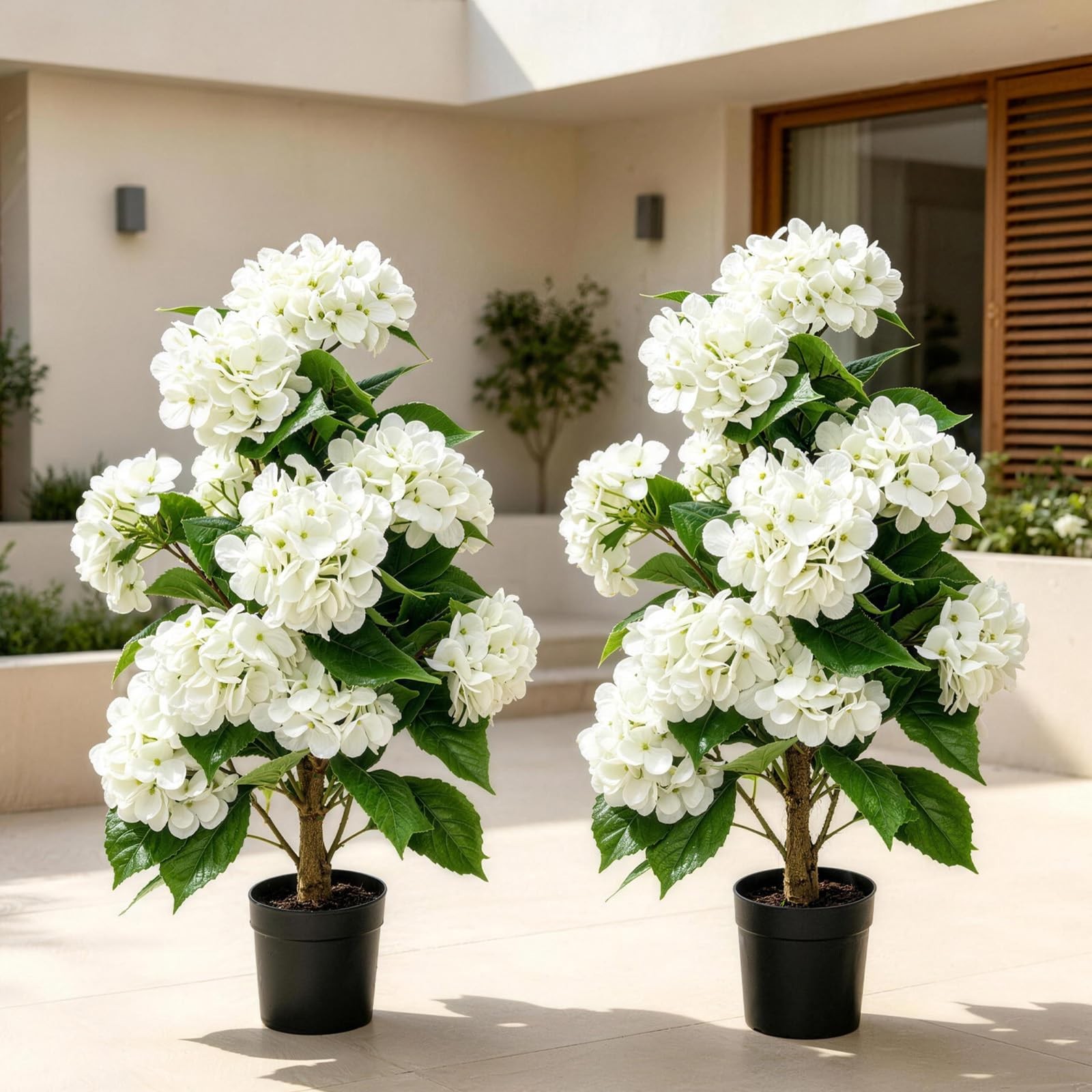 Faux Hydrangea Tree 30″ Tall (2 Pack), Artificial Hydrangea Plant in Pot with…