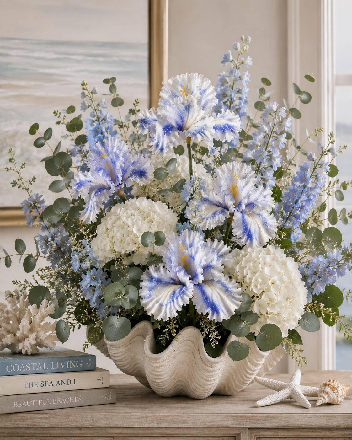 Luxury Faux Iris Stem Periwinkle Blue White Artificial Flower Wedding Floral Fre
