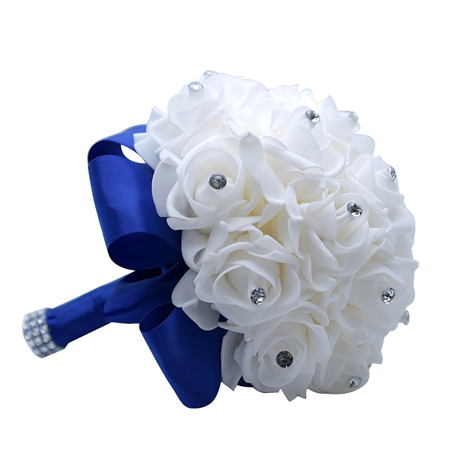 Wedding Bouquet – Bride & Bridesmaid Hand Roses, Silk Roses, Crystal Diamond …