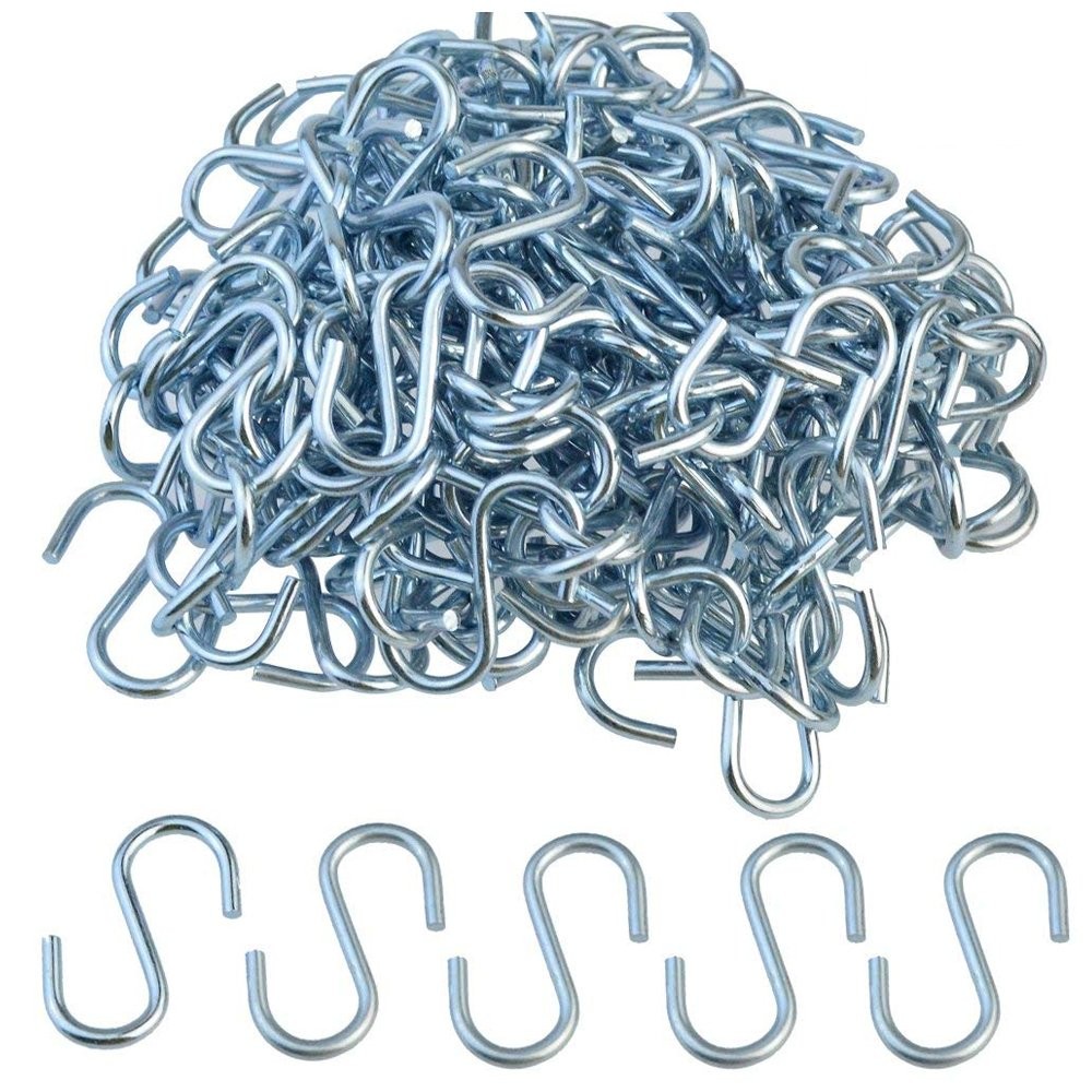 Nydotd 180 Pcs 1 Inch S Hook Connectors, Mini Metal 26mm, Silver blue