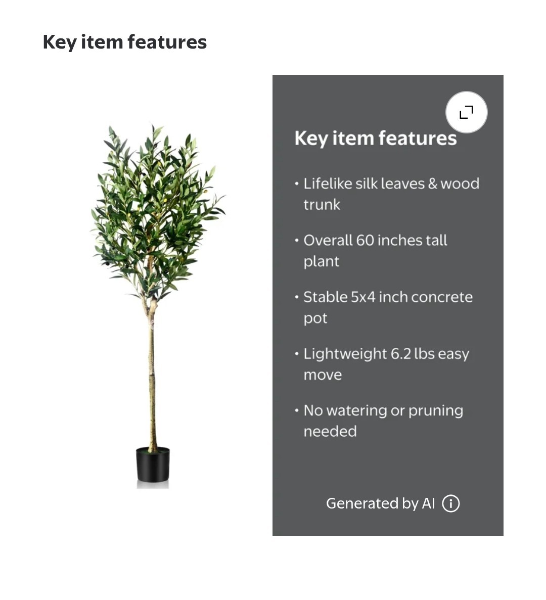 5 ft Artificial Olive Plants with Realistic Leaves and Natural Trunk