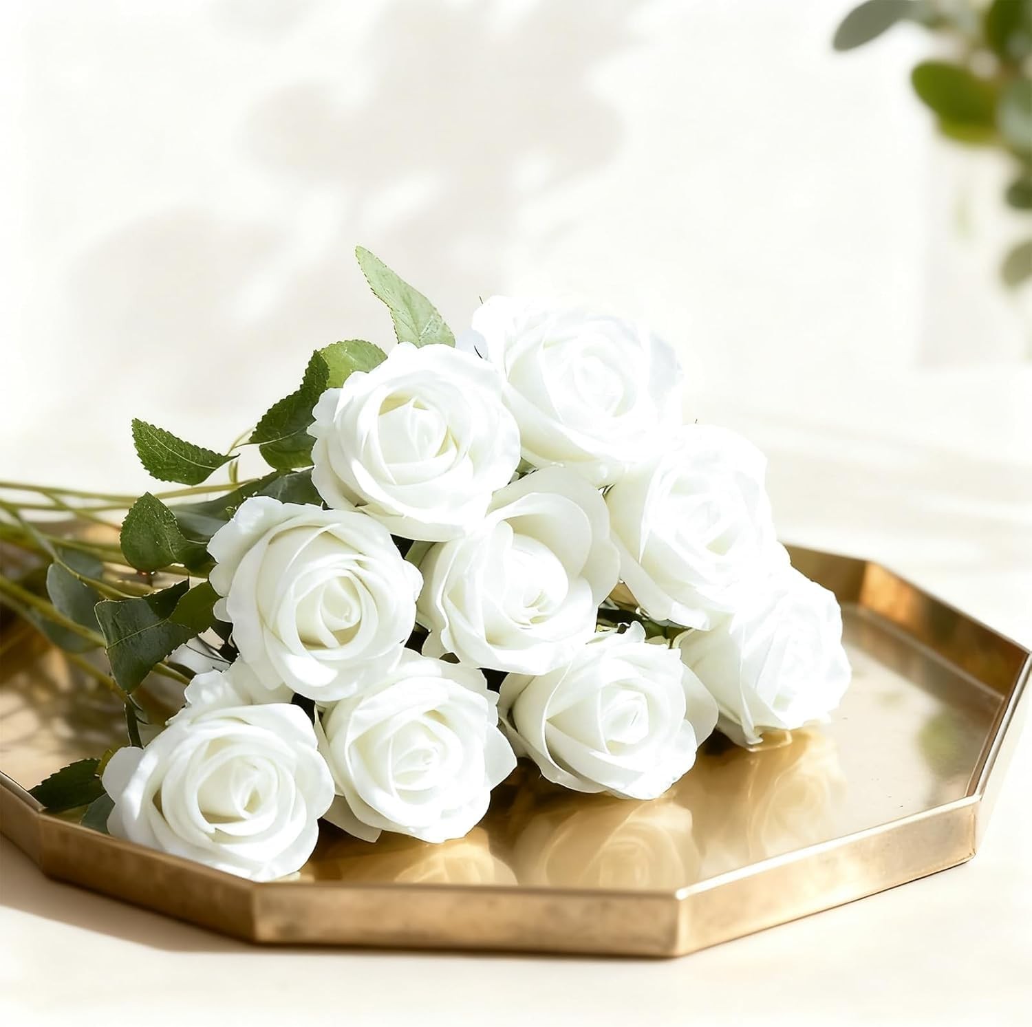100 Pcs White Fake Roses Bulk Artificial Flowers Artificial Velvet Silk Roses