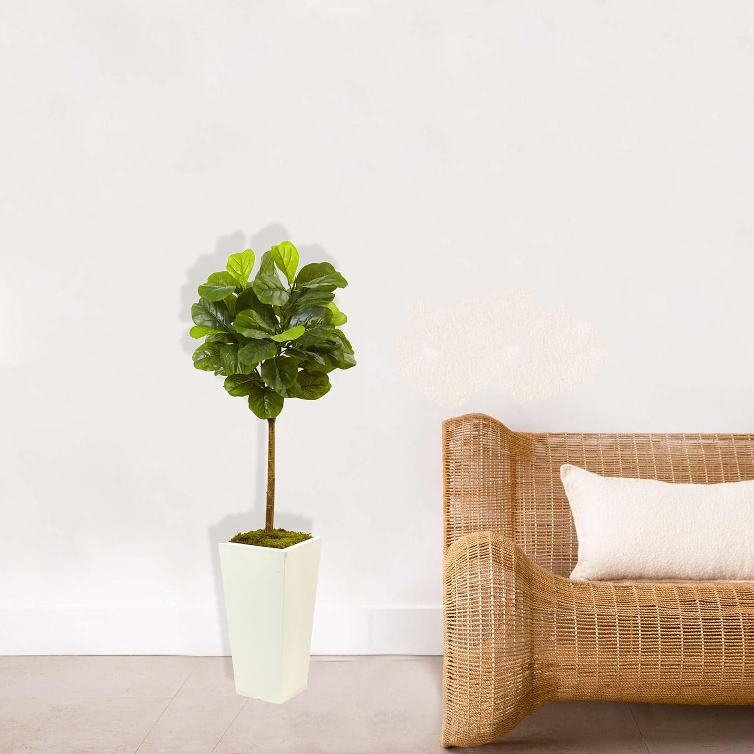 4.5Ft Real Touch Fiddle Leaf Fig in Elegant White Planter
