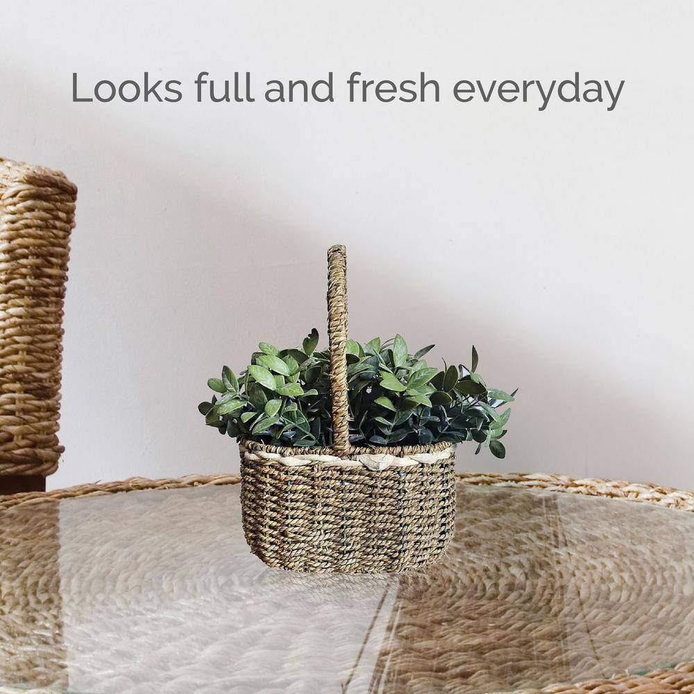 10.24 In. Green Artificial Greenery in Seagrass Basket