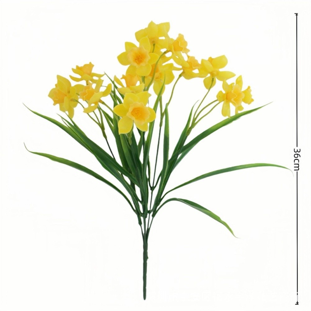 Yellow Artificial Narcissus Bouquet 5PCS 36cm for Photo Prop Home Decor