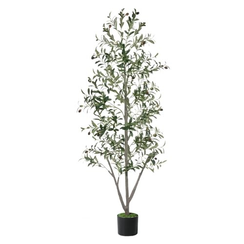 Olive Trees Artificial Indoor, 6FT Tall Faux Olive Tree with Light Kit Moss 6ft
