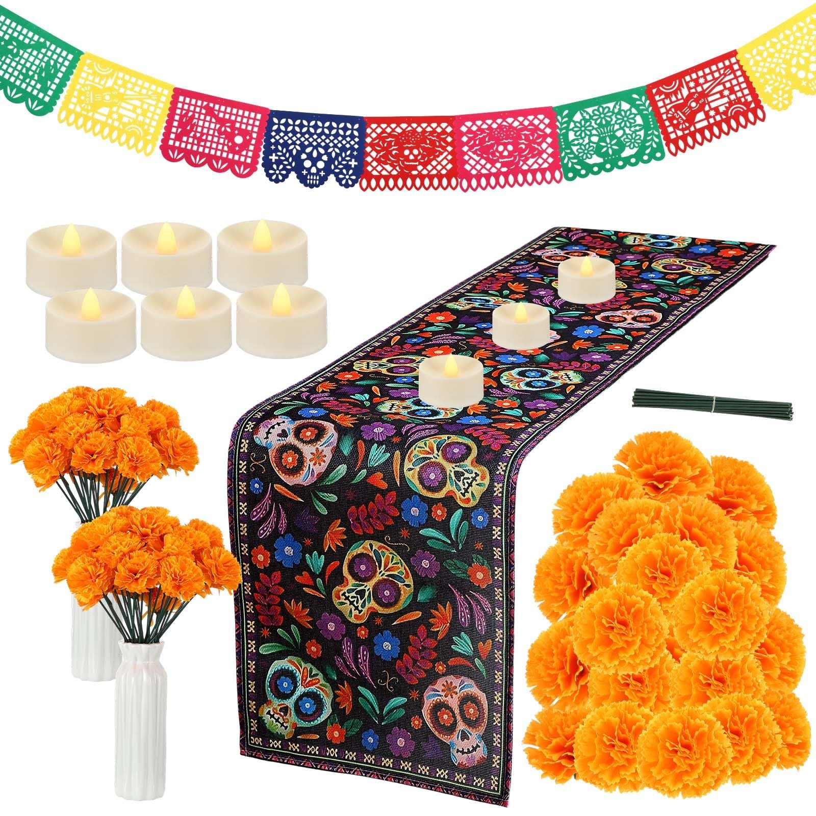 38 Pcs Day of The Dead Dia De Los Muertos Decorations Set Include 30 Artifici…