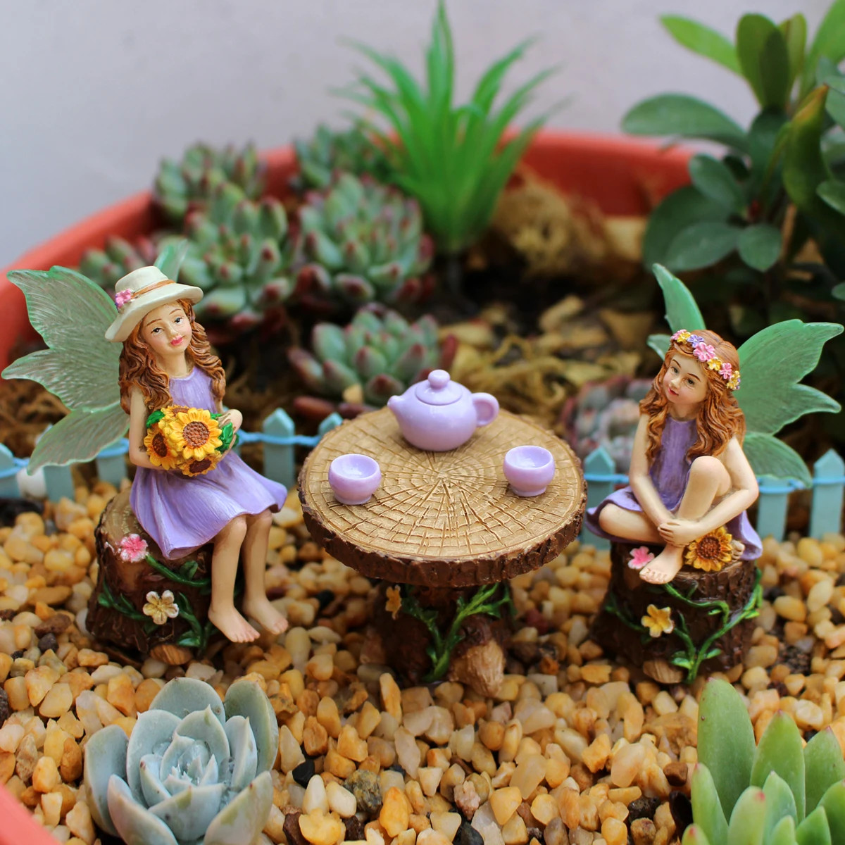 1 Set Summer Tea Party Vacation Flower Fairy, Interesting Scene Simulation Micro