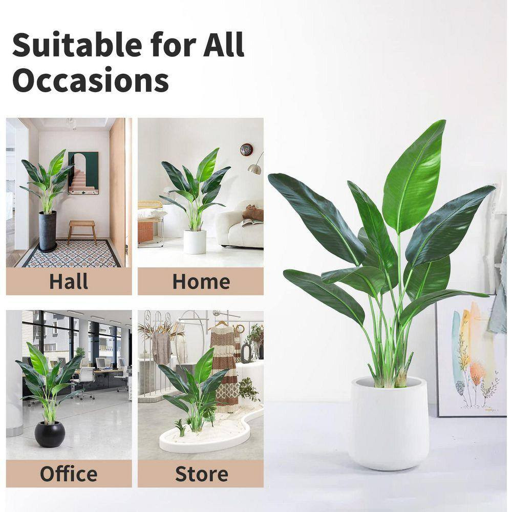 4 In. Artificial Green Indoor/Outdoor Bird of Paradise Plant Real Touch Leaves D