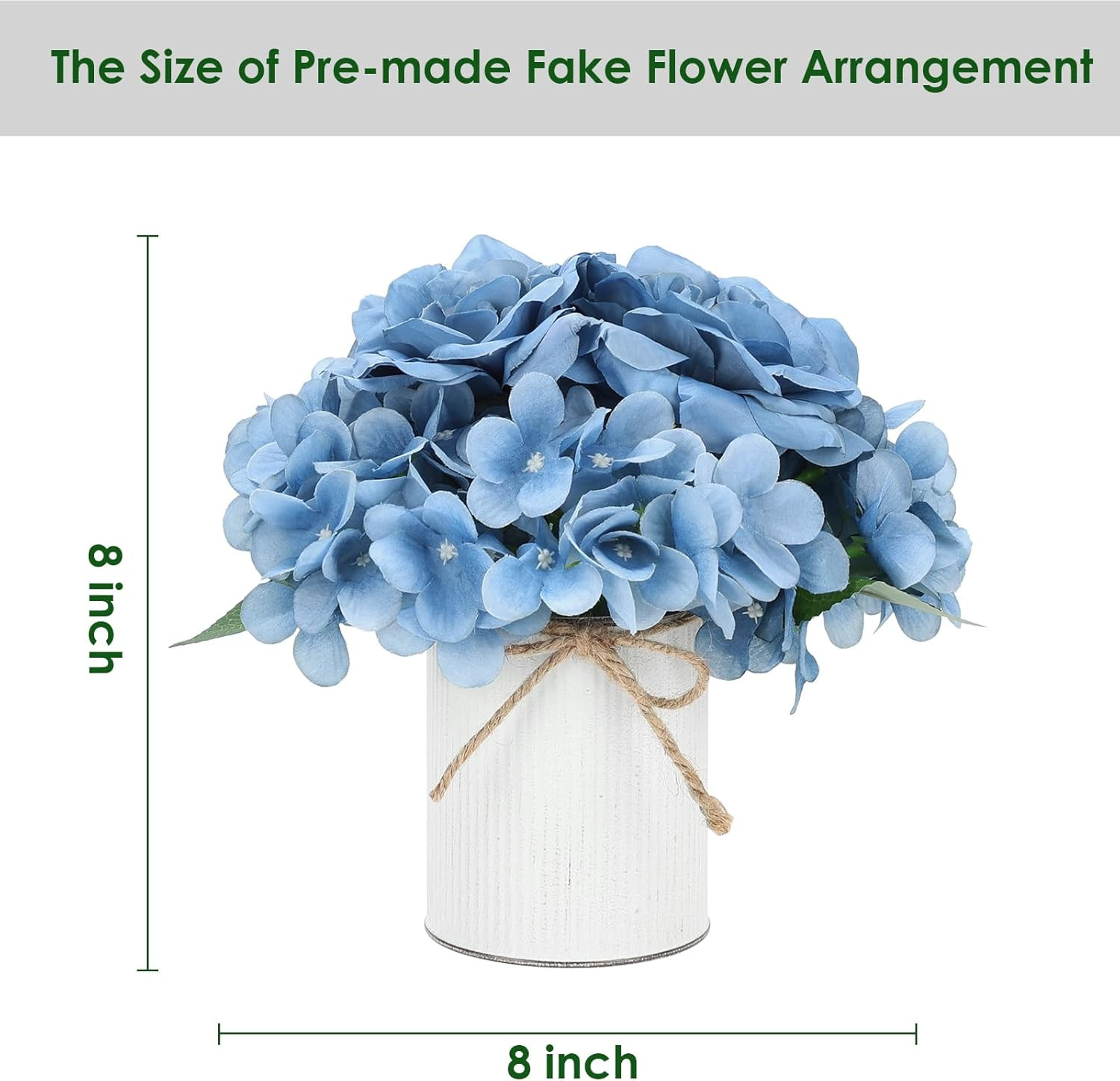 Dusty Blue Hydrangea Centerpieces – Set of 6 for Weddings & Events