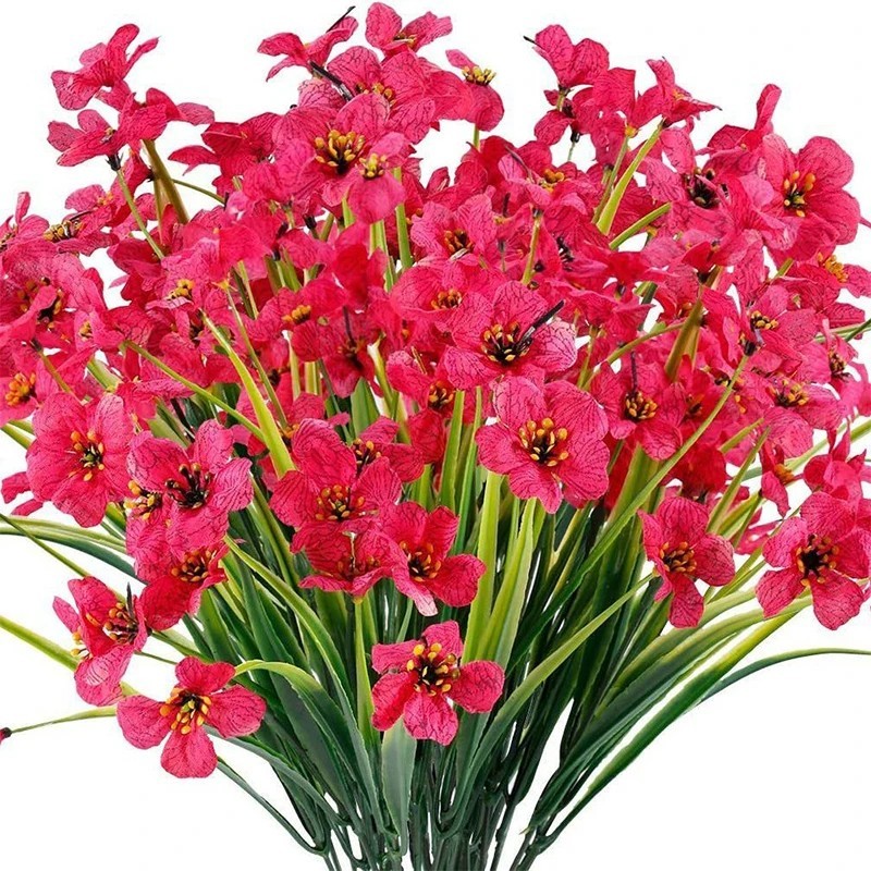 2/4Pcs 35cm Artificial Flowers for Outdoors UV Resistant Fake Flowers Greenery S